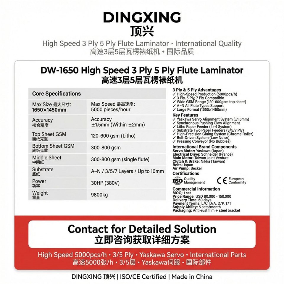 High Speed 5 Ply Flute Laminator